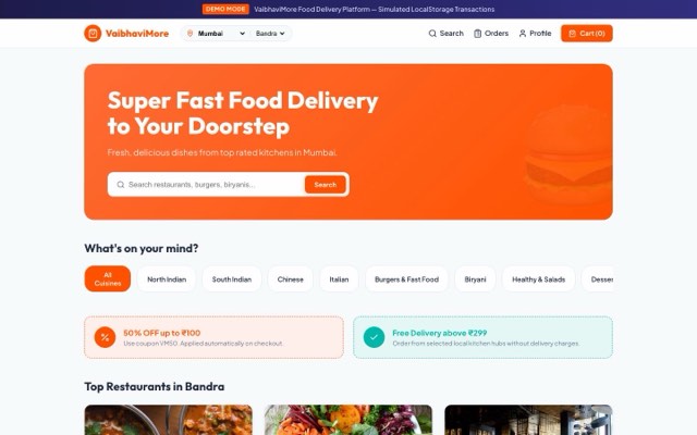 FlavorFleet food delivery customer app with restaurants and offers