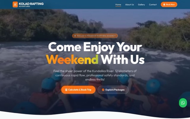 Kolad Rafting website hero